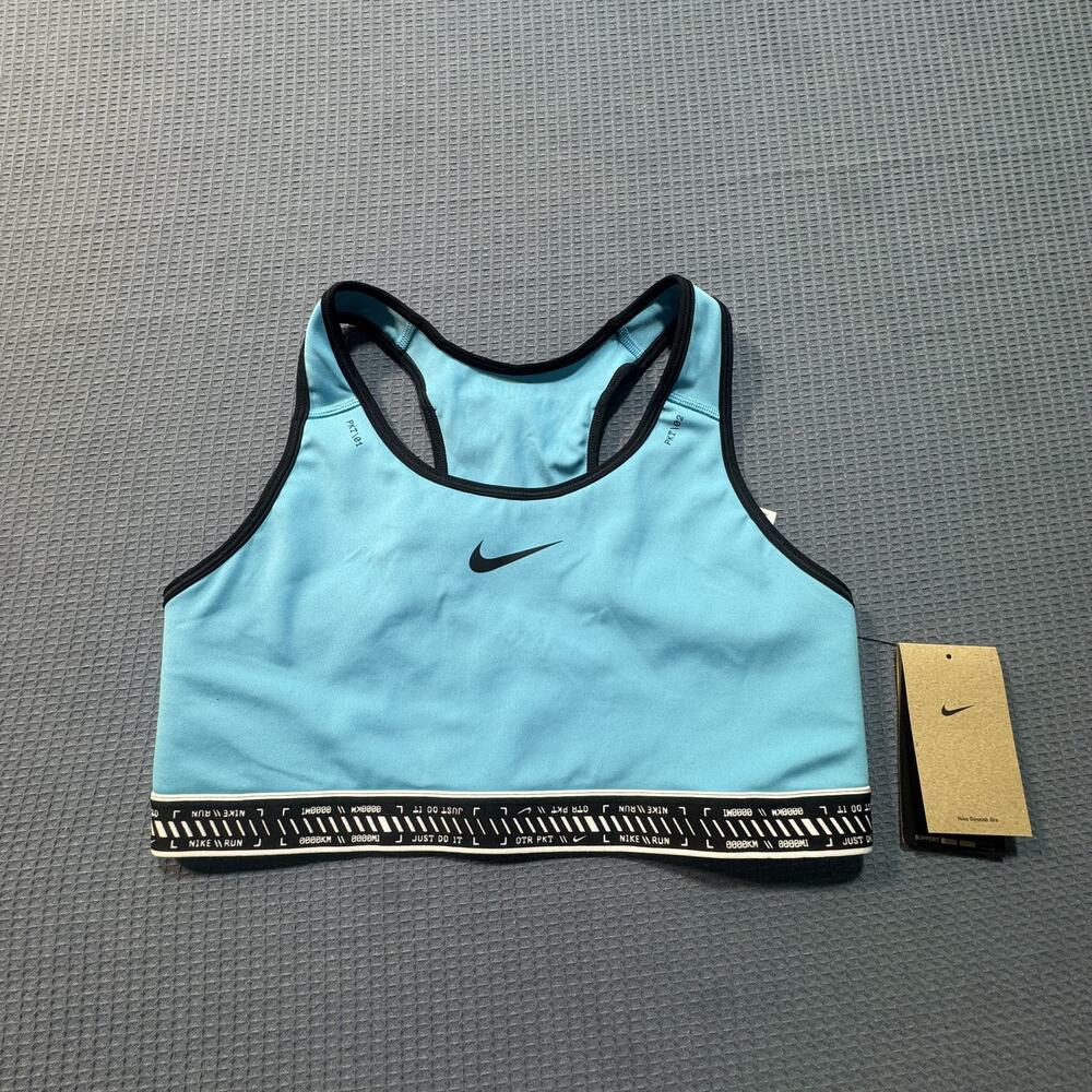 Nike Swoosh DRI-FIT Sport Bra  Women Sz L Blue Brand New‎